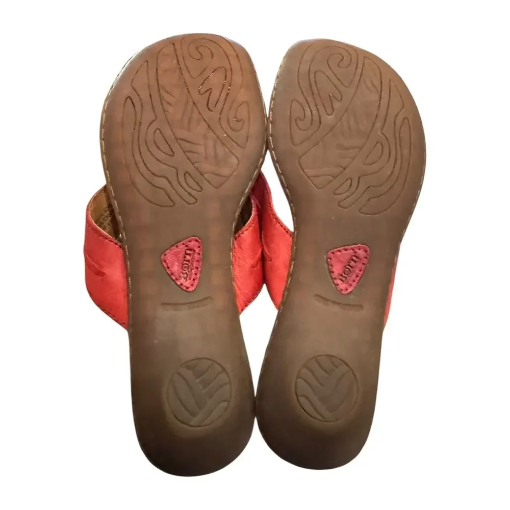 Born Leather Toe Loop Slide Sandals Coral Women’s 10 EU 42